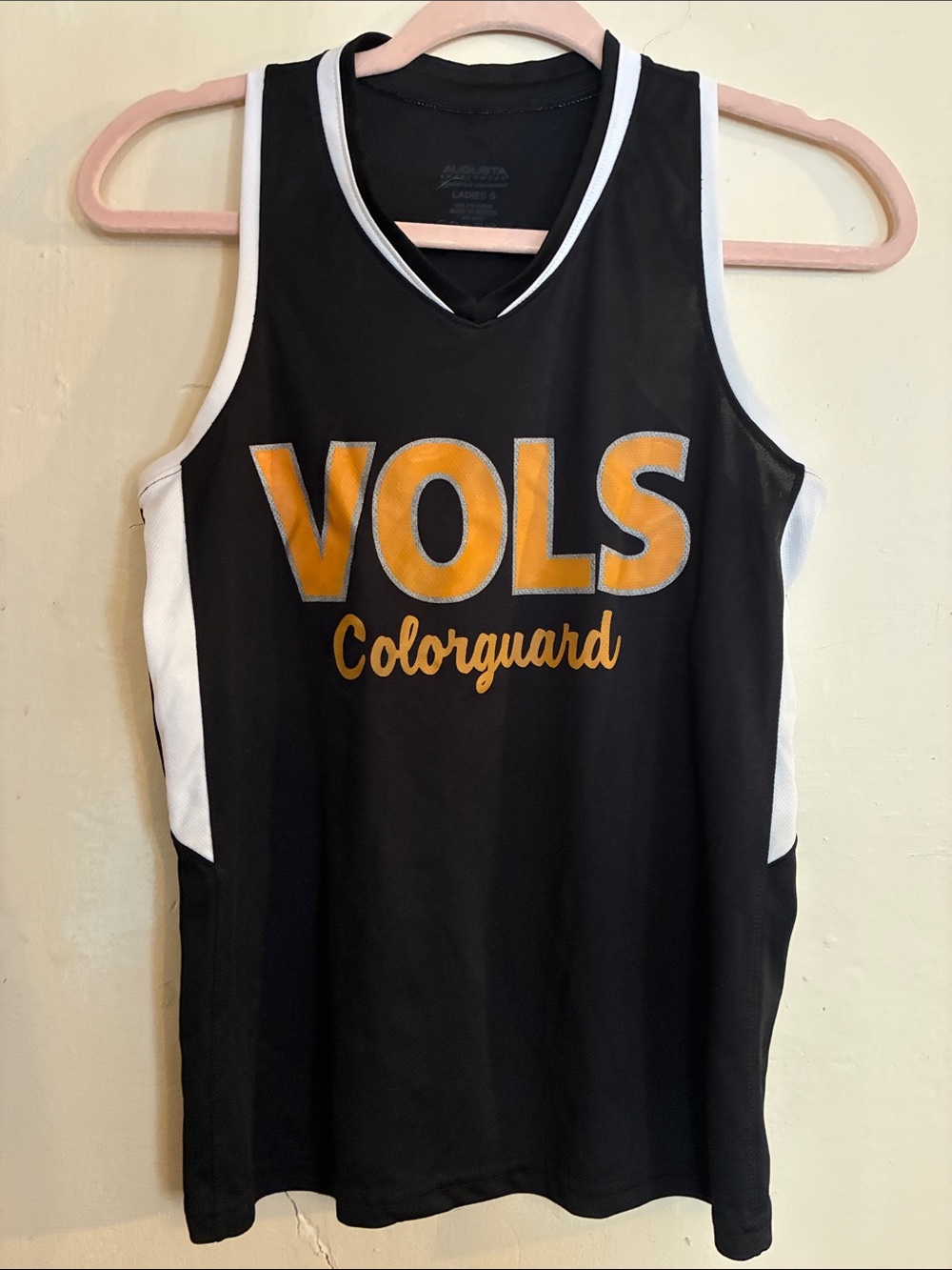 Augusta Sportswear VOLS Colorguard Black Ladies Tank with White Trim